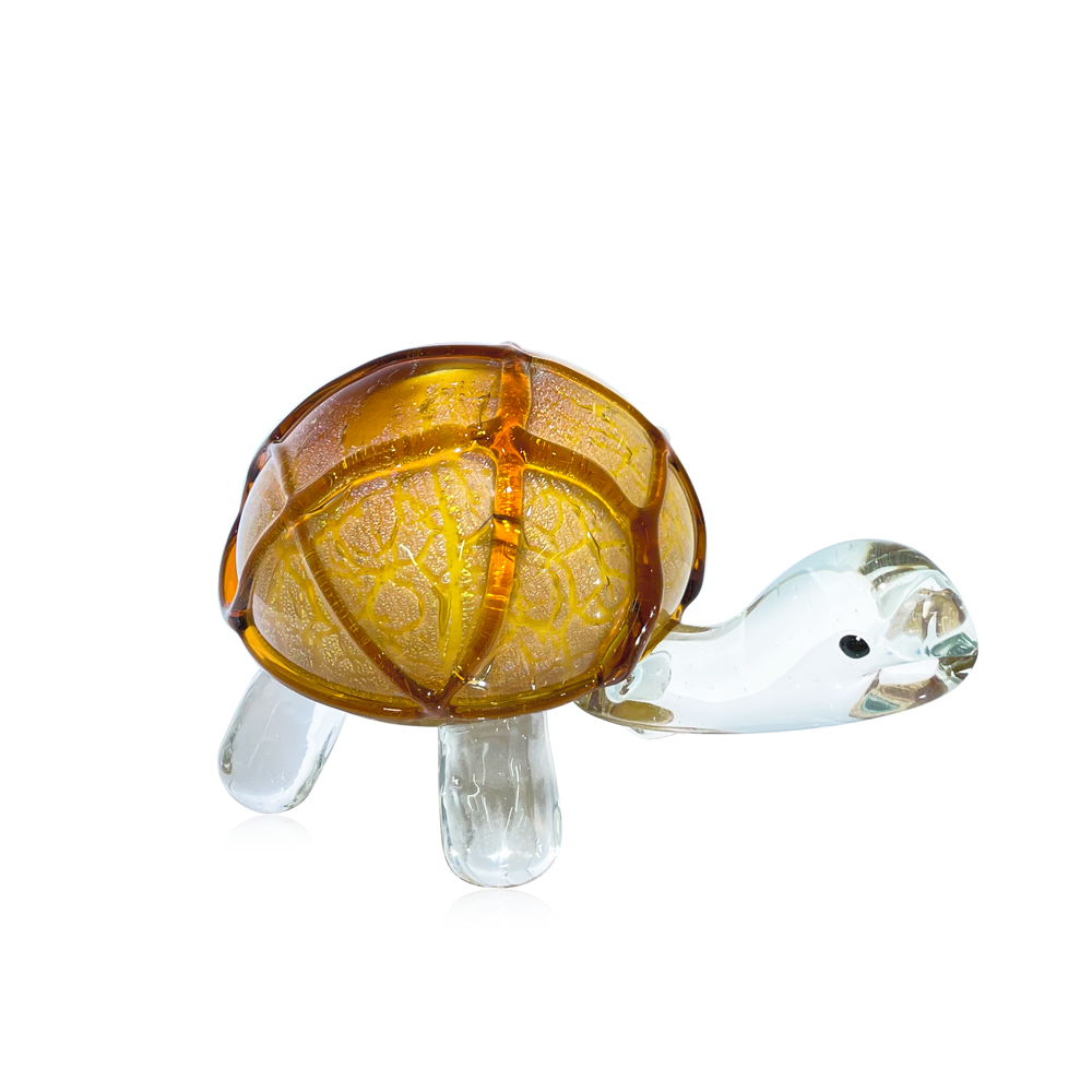 76491	 L7.9W4.9H4.1" - GLASS TURTLE FIGURINE