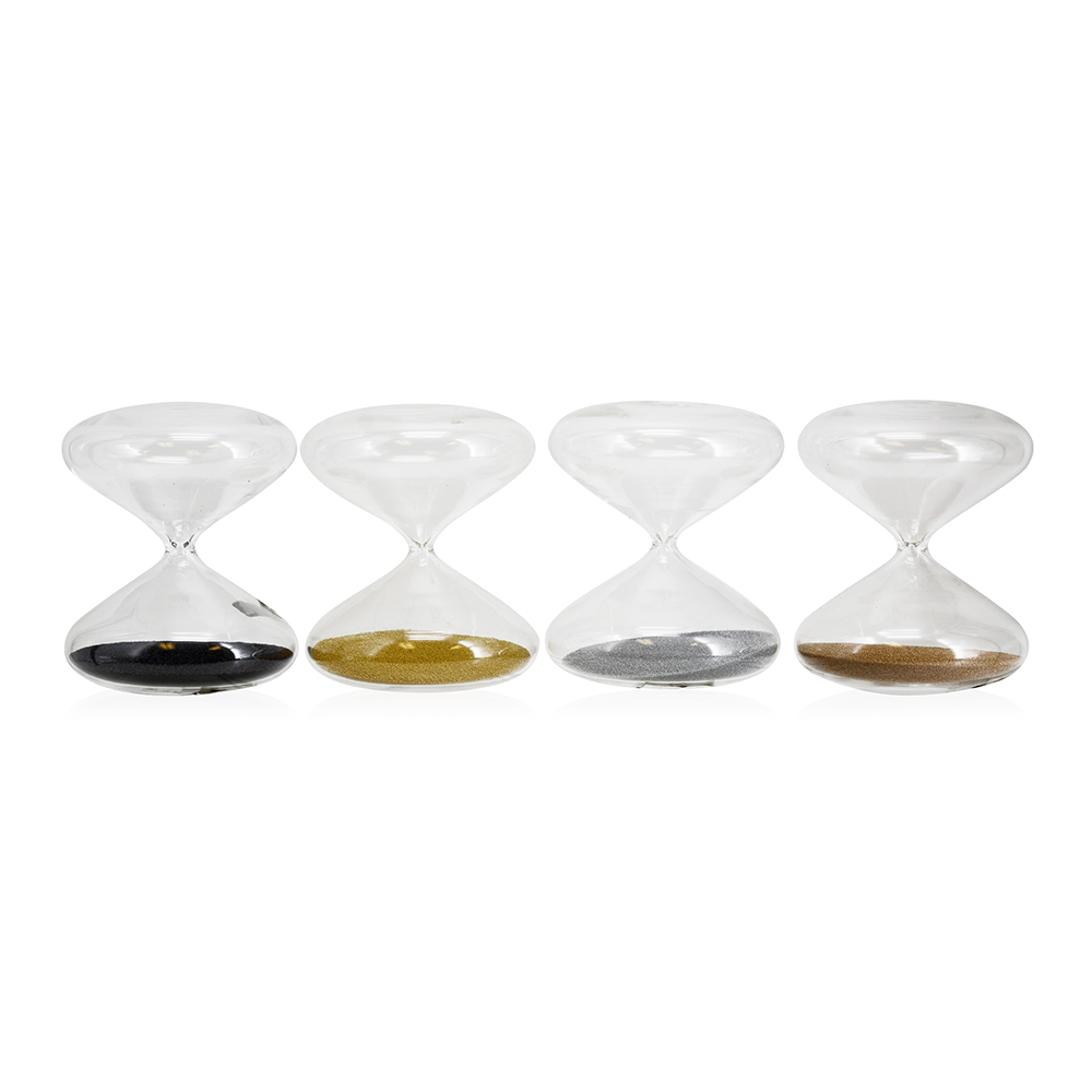 77093asst	 D4.5"H5.5" - ASSORTED HOUR GLASS SAND TIMERS