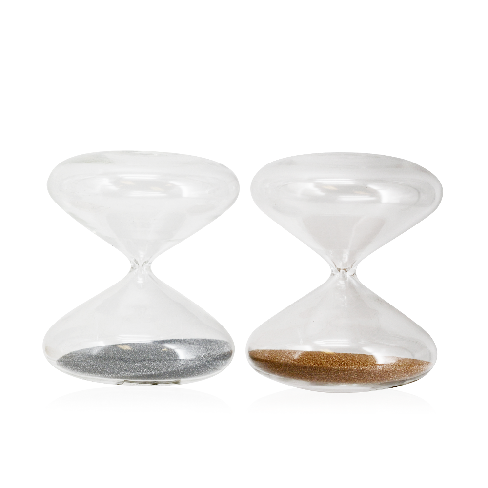 77093asst	 D4.5"H5.5" - ASSORTED HOUR GLASS SAND TIMERS