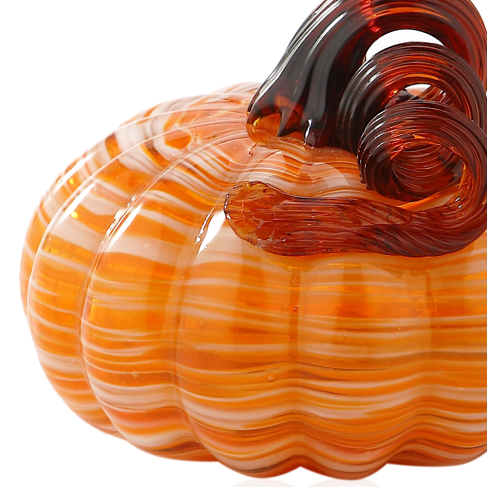 79445-1	 D5.5"H5.5" - GLASS PUMPKIN WITH CURLY STEM