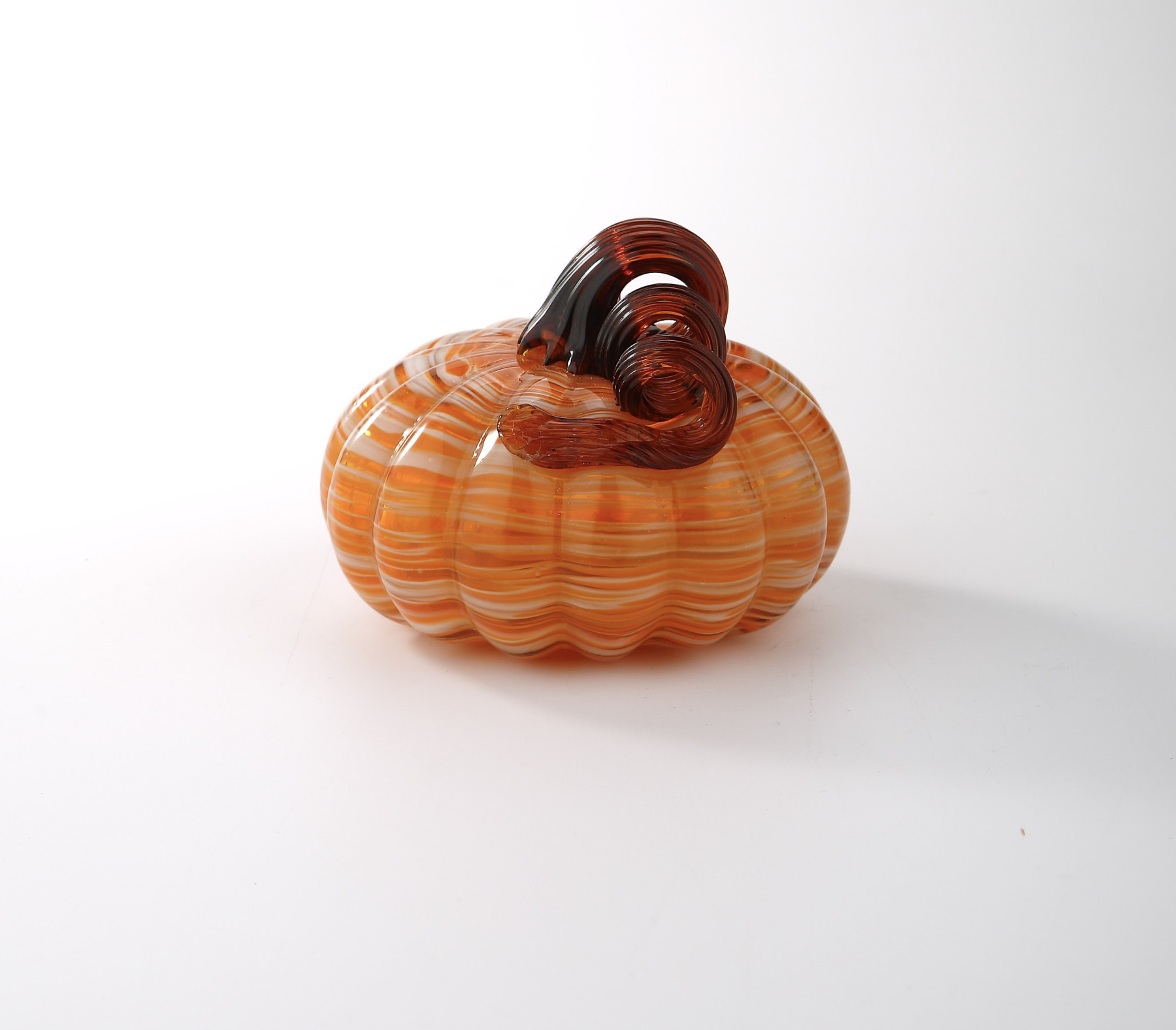 D5.5"H5.5" - GLASS PUMPKIN WITH CURLY STEM