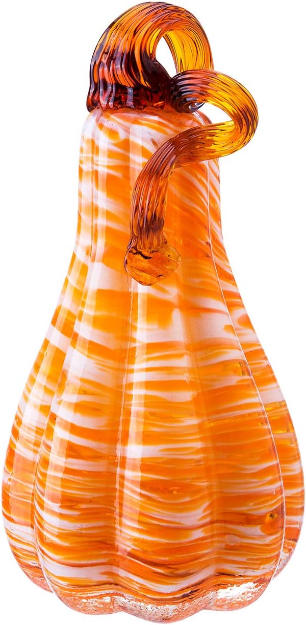 D4.5"H9" - GLASS PUMPKIN WITH CURLY STEM