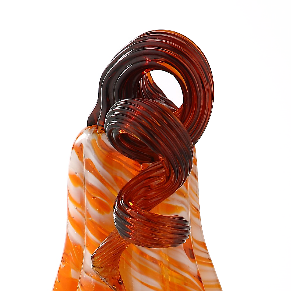 79445-6	 D4.5"H9" - GLASS PUMPKIN WITH CURLY STEM