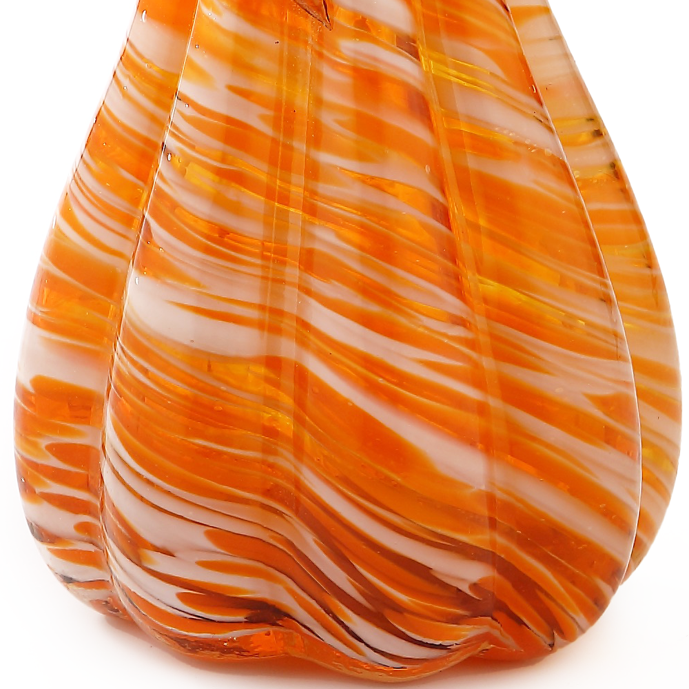 79445-6	 D4.5"H9" - GLASS PUMPKIN WITH CURLY STEM