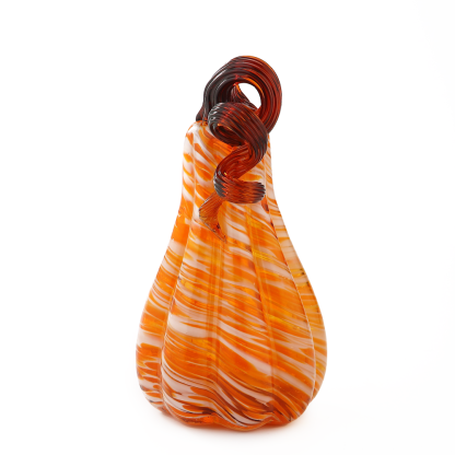79445-6	 D4.5"H9" - GLASS PUMPKIN WITH CURLY STEM
