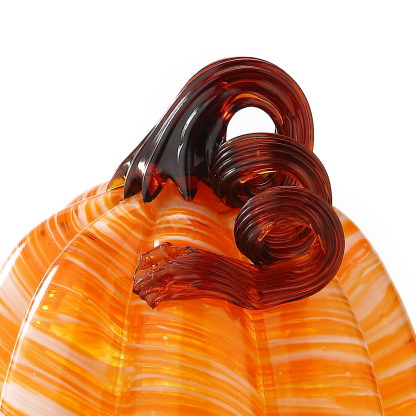 79445-7	 D6"H9.5" - GLASS PUMPKIN WITH CURLY STEM