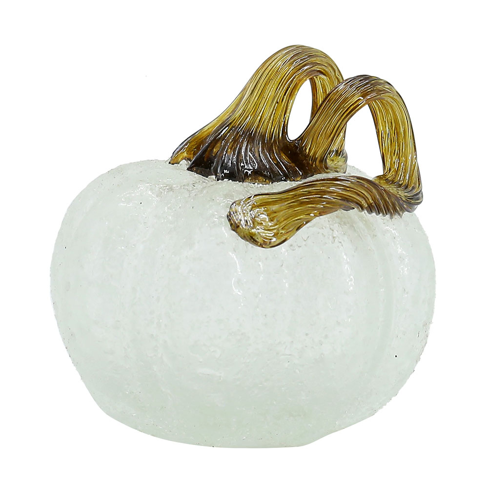 79452	 L4.3"W4.3"H4.3" - GLASS PUMPKIN WITH CURLY STEM