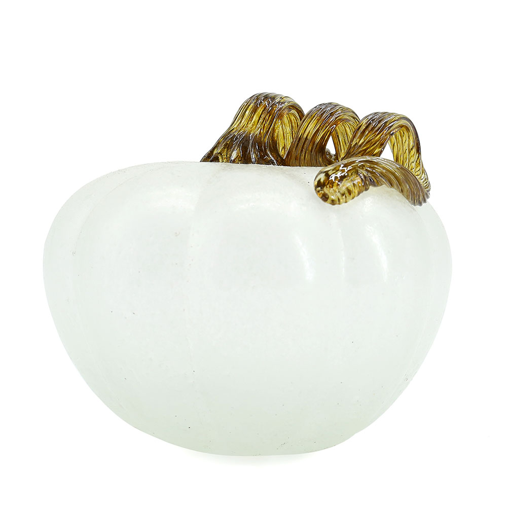 79453	 L6.3"W6.3"H7.1" - GLASS PUMPKIN WITH CURLY STEM