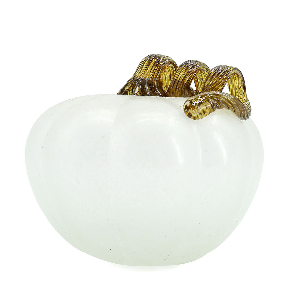 79453	 L6.3"W6.3"H7.1" - GLASS PUMPKIN WITH CURLY STEM