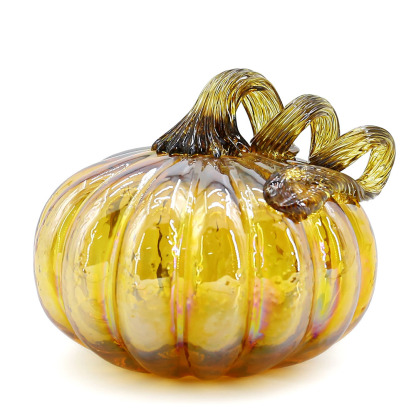 79515	 L5.9"W5.9"H9.1" - GLASS PUMPKIN WITH CURLY STEM