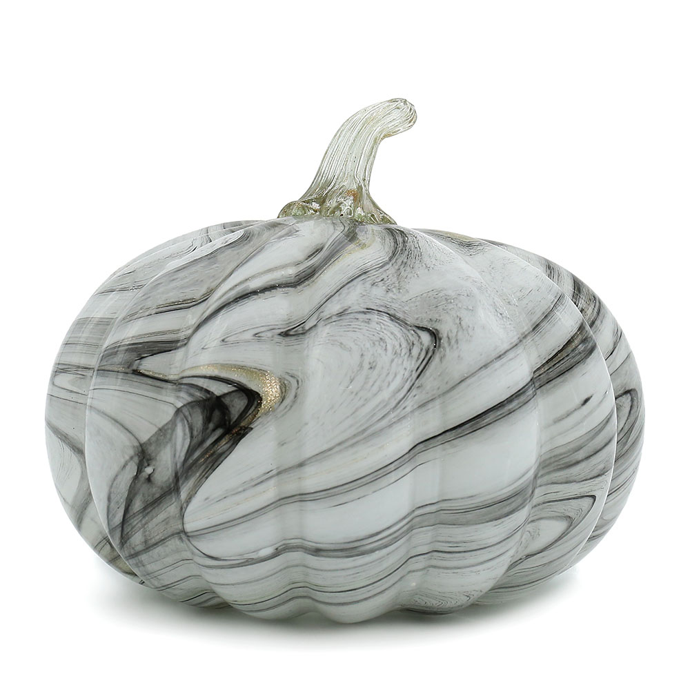 79522	 *L8.7"W8.7"H6.7" - MARBLE GLASS PUMPKIN