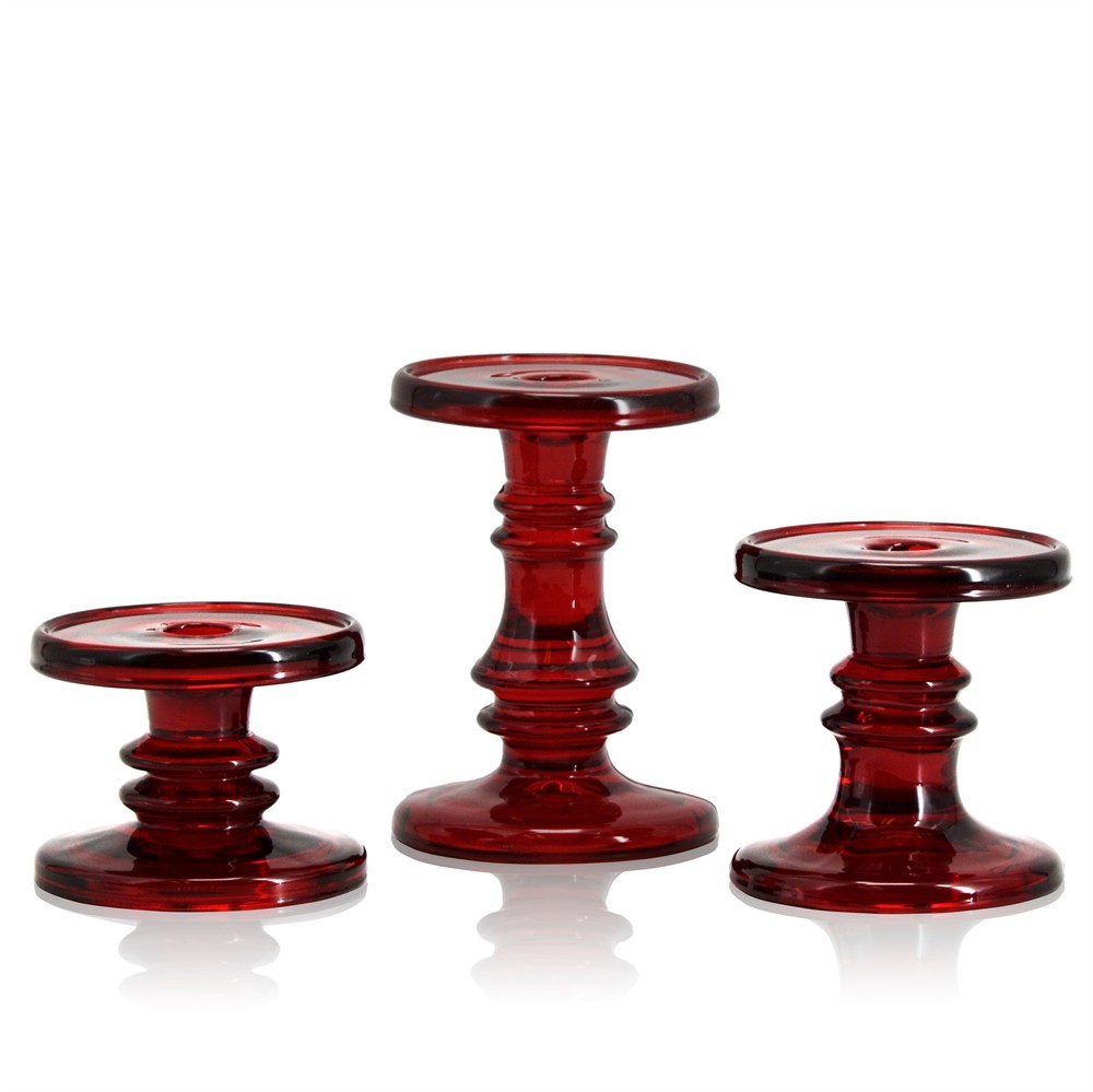 D4.25"H3.5"/4.2" - SET OF 3 GLASS CANDLE HOLDERS