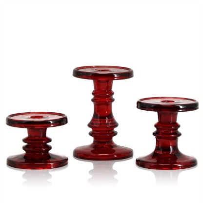 D4.25"H3.5"/4.2" - SET OF 3 GLASS CANDLE HOLDERS