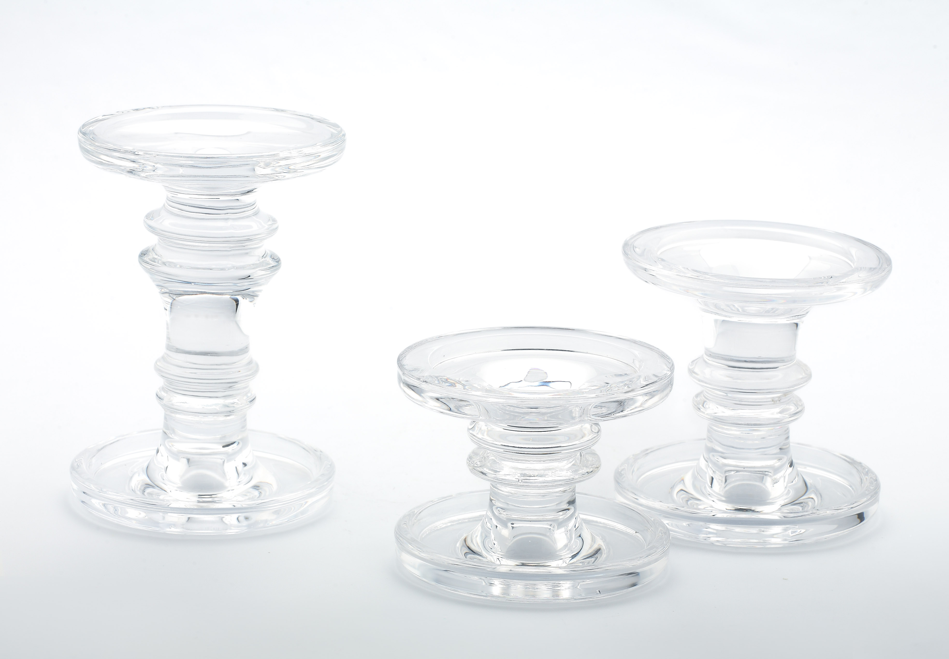 D4.25"H3.5"/4.2" - SET OF 3 GLASS CANDLE HOLDERS