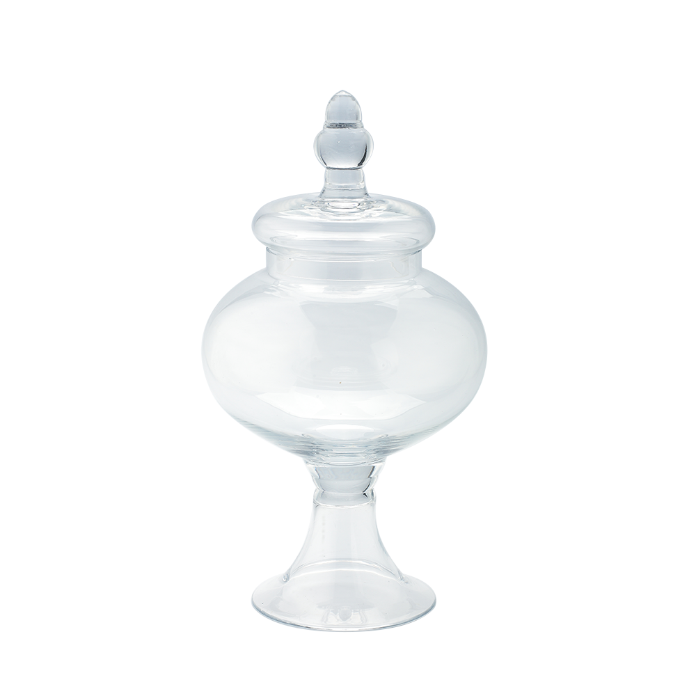83532	 D6.5"H12" - GLASS APOTHECARY JAR WITH LID