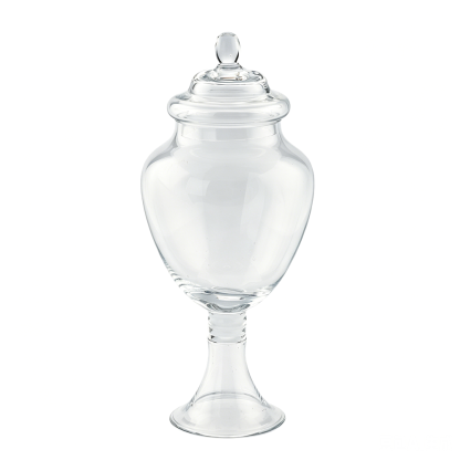 83533	 D6"H14" - GLASS APOTHECARY JAR WITH LID