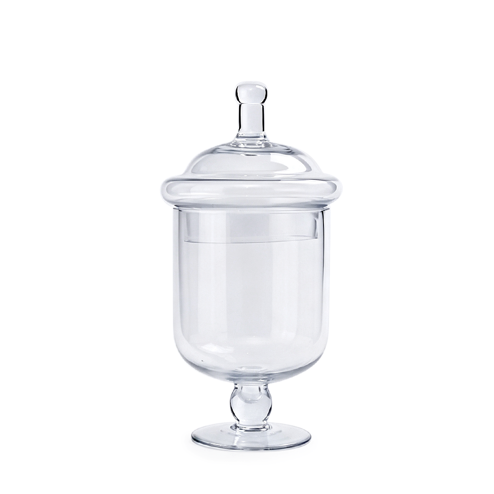 83684C	 D5"H9" - GLASS APOTHECARY JAR WITH LID