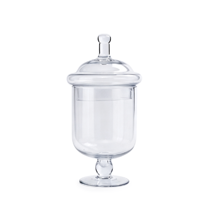 83684C	 D5"H9" - GLASS APOTHECARY JAR WITH LID