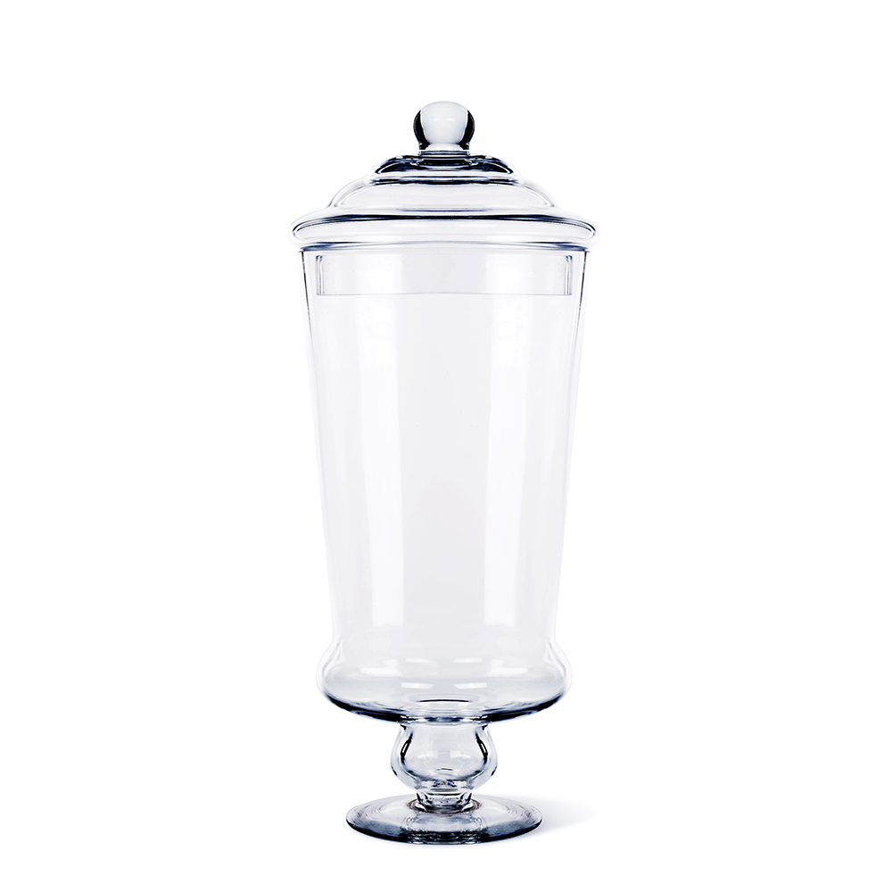 83722	 D6"H16" - GLASS APOTHECARY JAR WITH LID