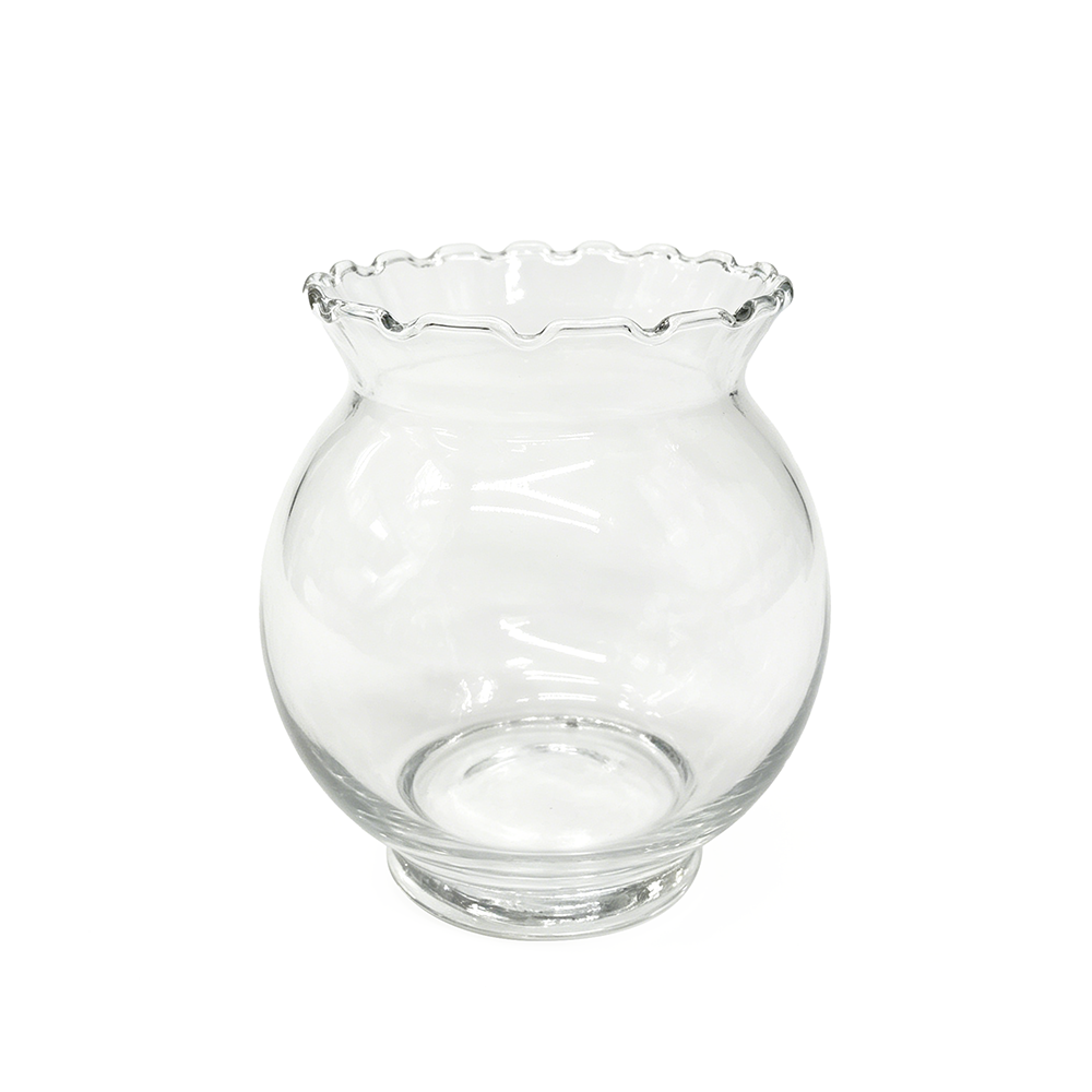 84126	 D4.7"H5.1" - GLASS RUFFLE EDGE BUBBLE BOWL