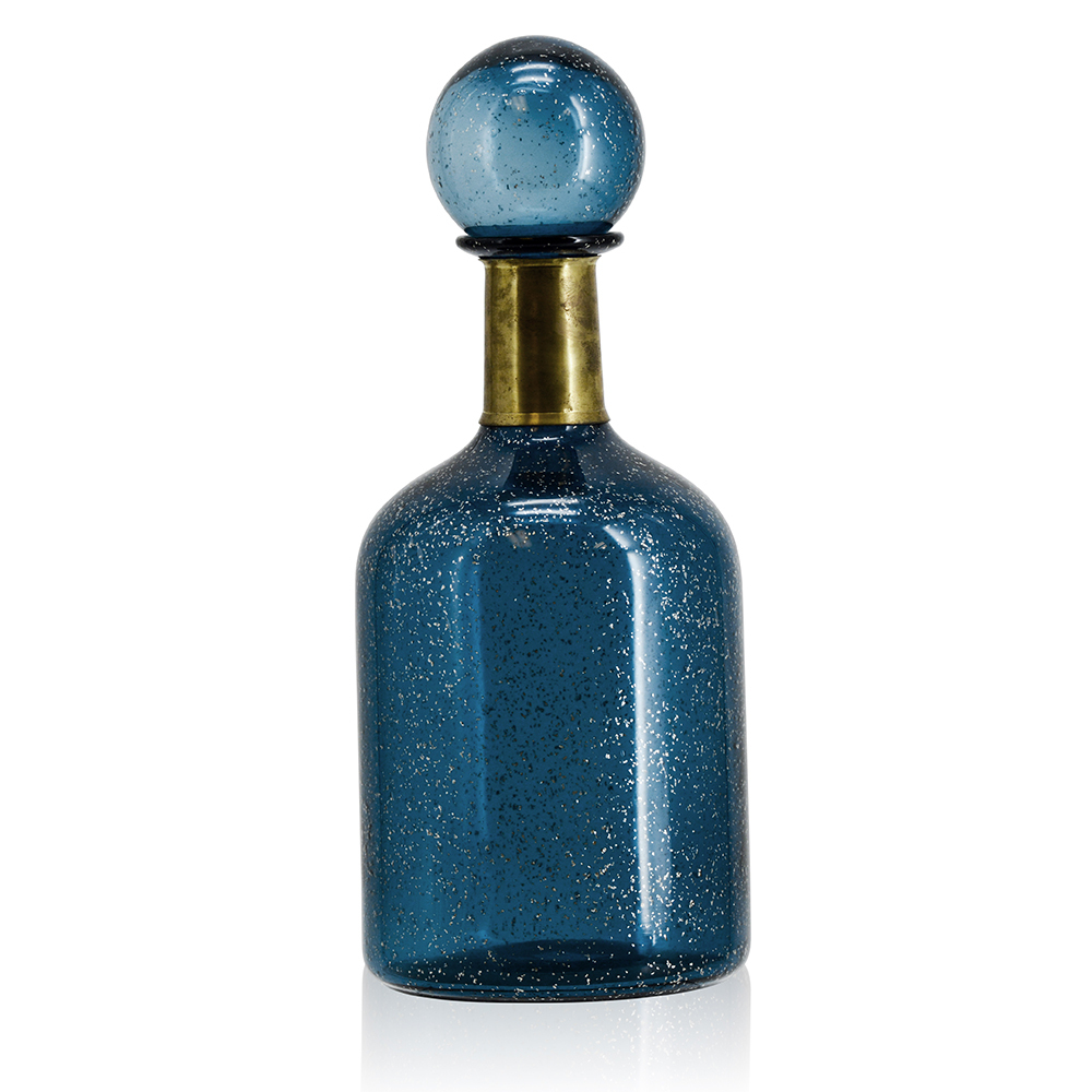 *D7.1"H16.9" - GLASS BOTTLE VASE WITH CRYSTAL BALL