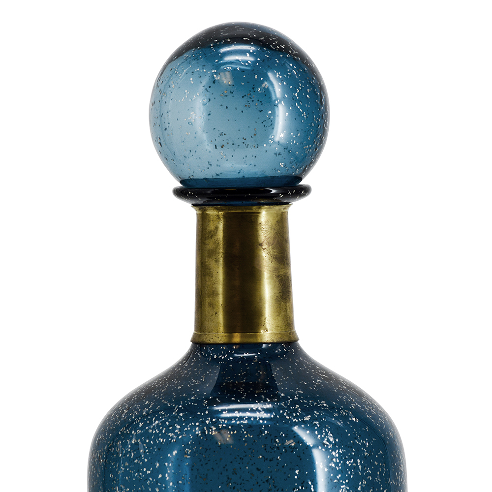 *D7.1"H16.9" - GLASS BOTTLE VASE WITH CRYSTAL BALL