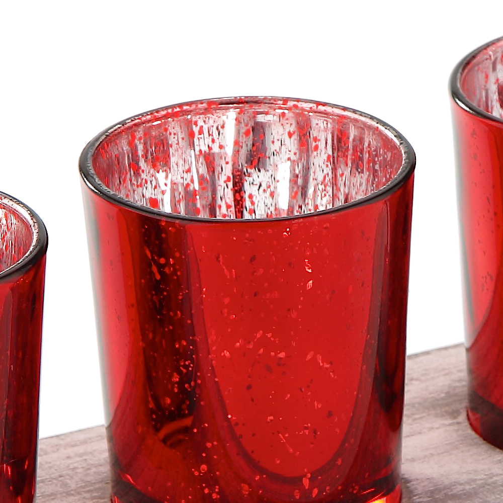 86074	 L12"W3.5"H5.5" - GLASS CANDLE HOLDER WITH METAL STAND