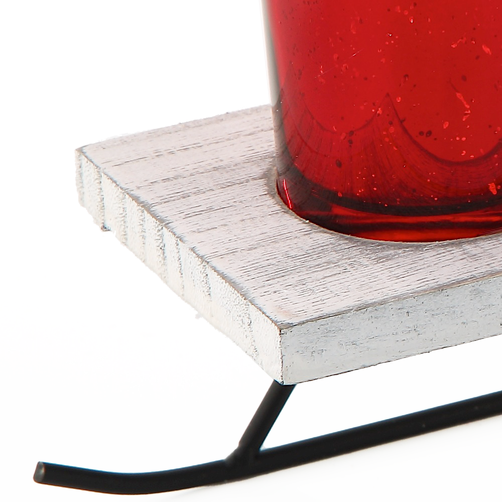 86074	 L12"W3.5"H5.5" - GLASS CANDLE HOLDER WITH METAL STAND