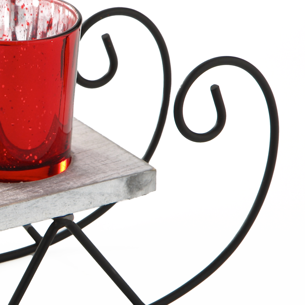 86074	 L12"W3.5"H5.5" - GLASS CANDLE HOLDER WITH METAL STAND