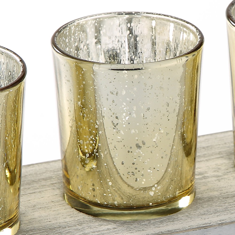 86075	 *L12"W3.5"H5.5" - GLASS CANDLE HOLDER WITH METAL STAND
