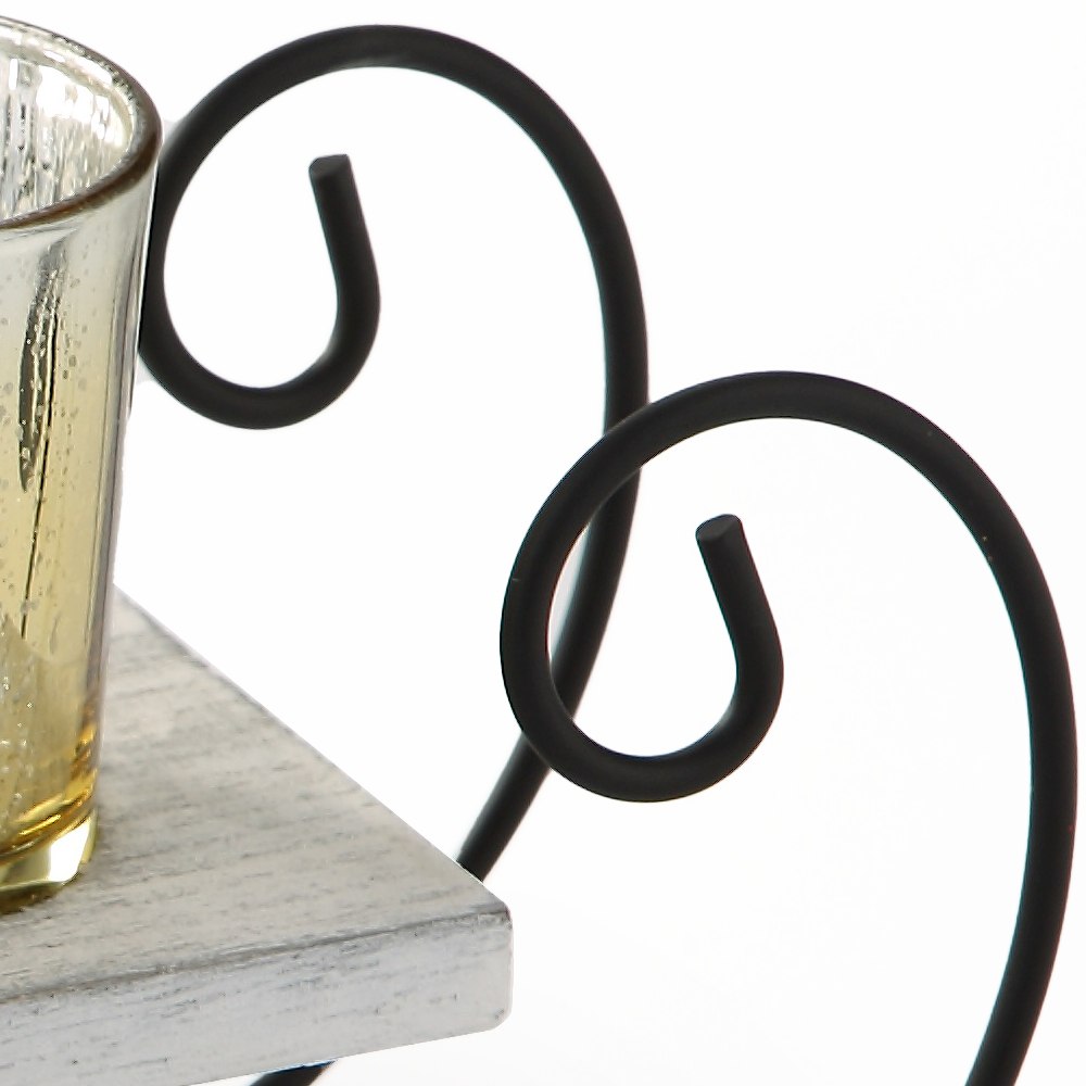 86075	 *L12"W3.5"H5.5" - GLASS CANDLE HOLDER WITH METAL STAND
