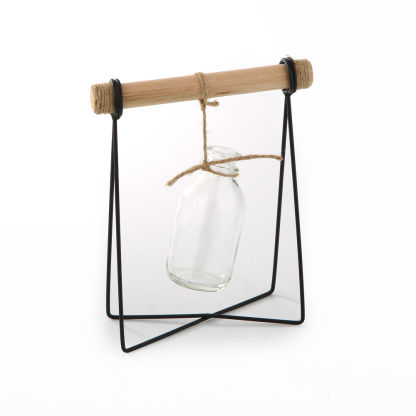 86076	 L6.5"W3"H8.5" - GLASS BOTTLE WITH A SWING BASE