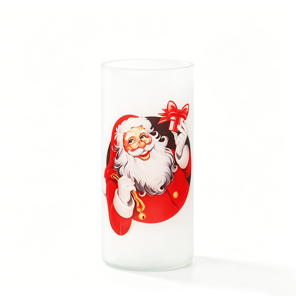 86081	 D4.5"H9.5" - GLASS CHRISTMAS CYLINDER