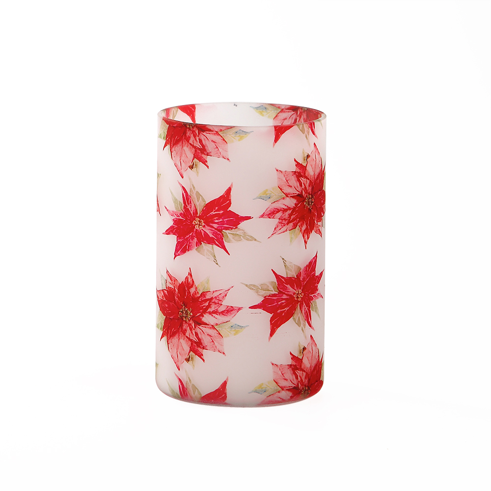 86082	 D4.5"H7.5" - POINSETTIA DECOR VASE