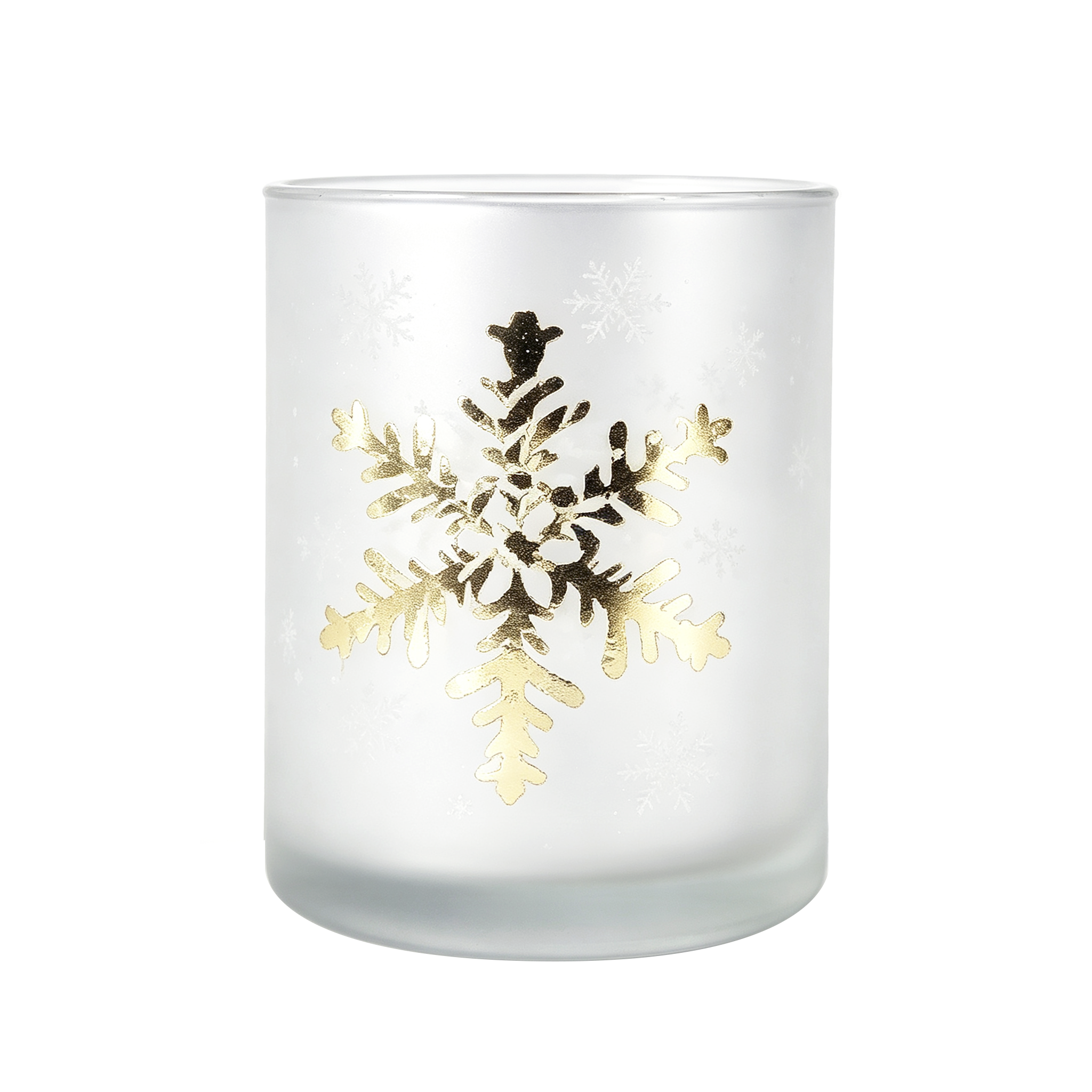 86135	 *D4"H5" - SNOWFLAKE GLASS CANDLE HOLDER