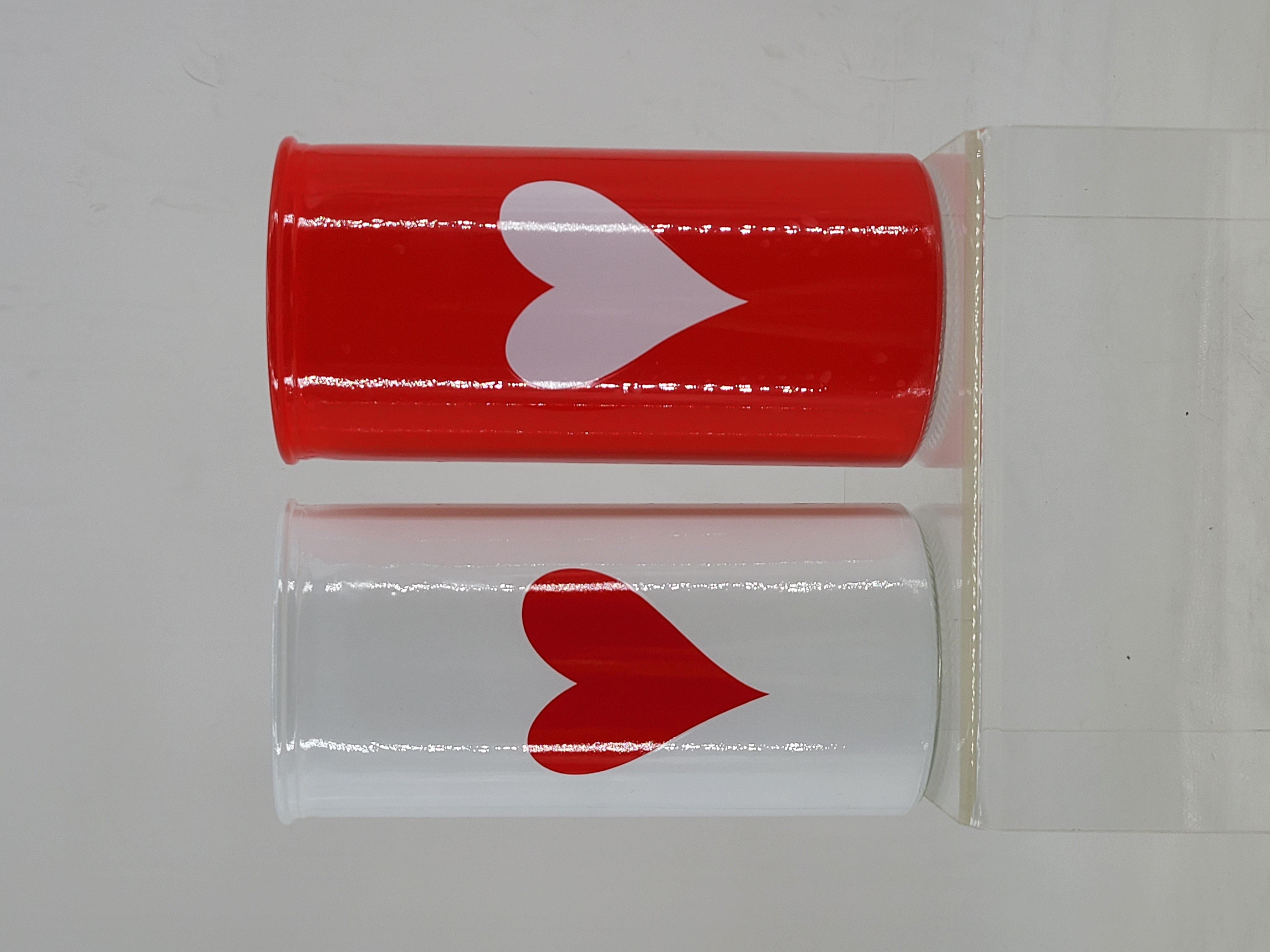 D3.9"H7.9" - ASSORTED COLORS HEART PRINT VASE