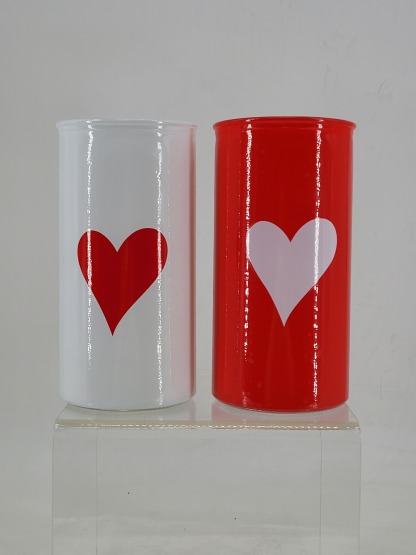 D3.9"H7.9" - ASSORTED COLORS HEART PRINT VASE