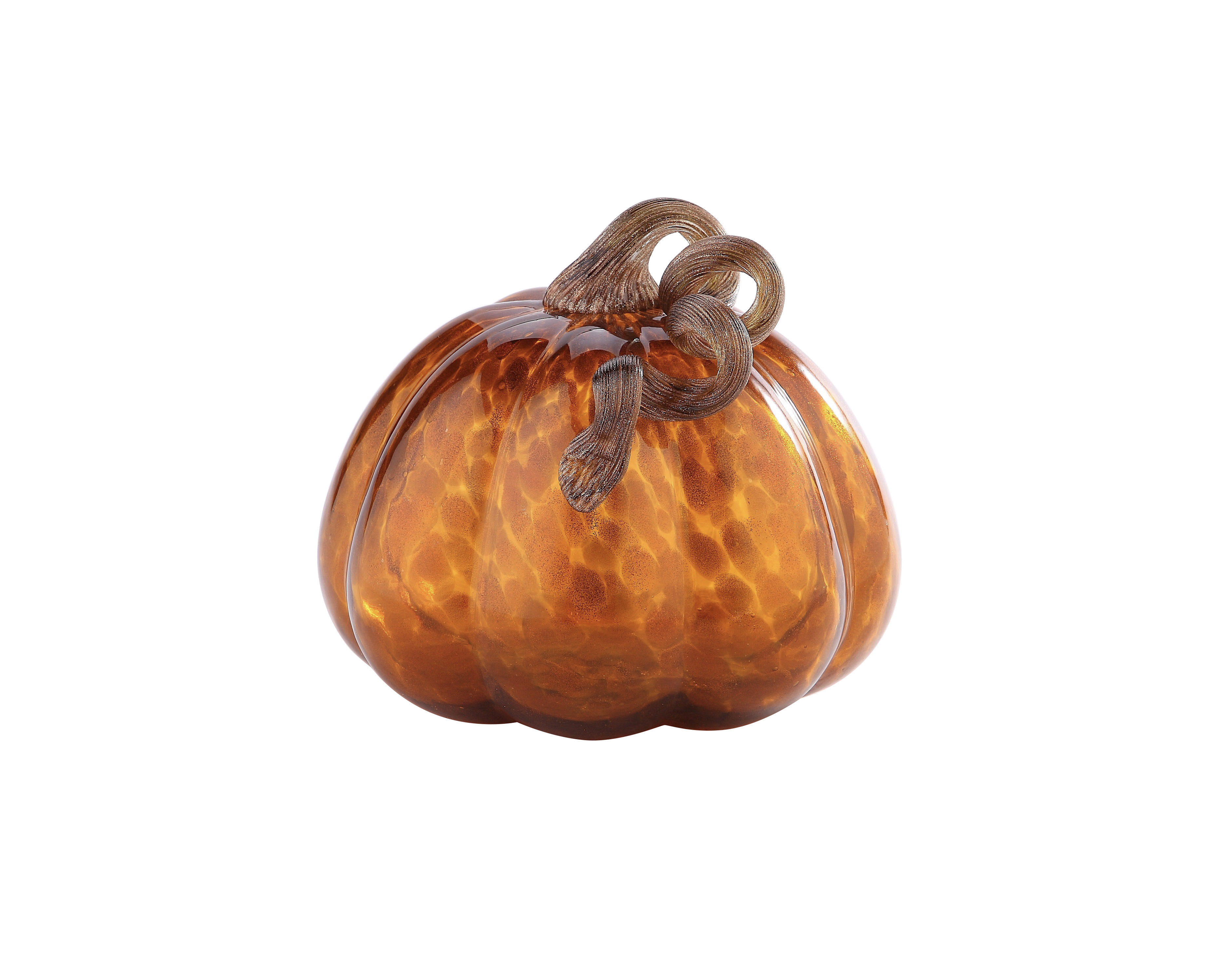 D7.5"H7.5" - GLASS PUMPKIN WITH CURLY STEM