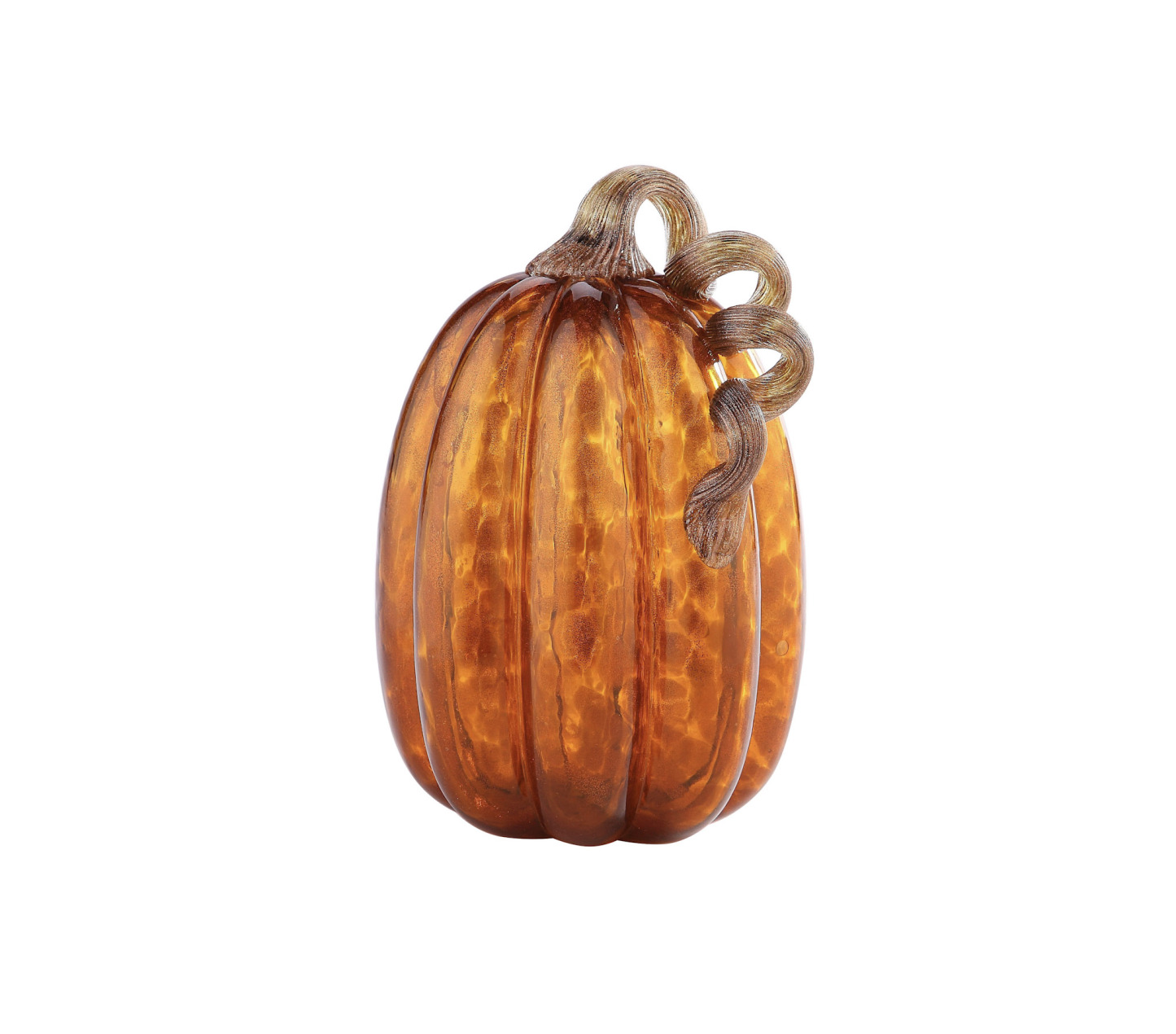 D6"H9.5" - GLASS PUMPKIN WITH CURLY STEM