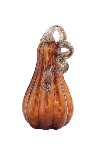 D4.5"H9" - GLASS PUMPKIN WITH CURLY STEM