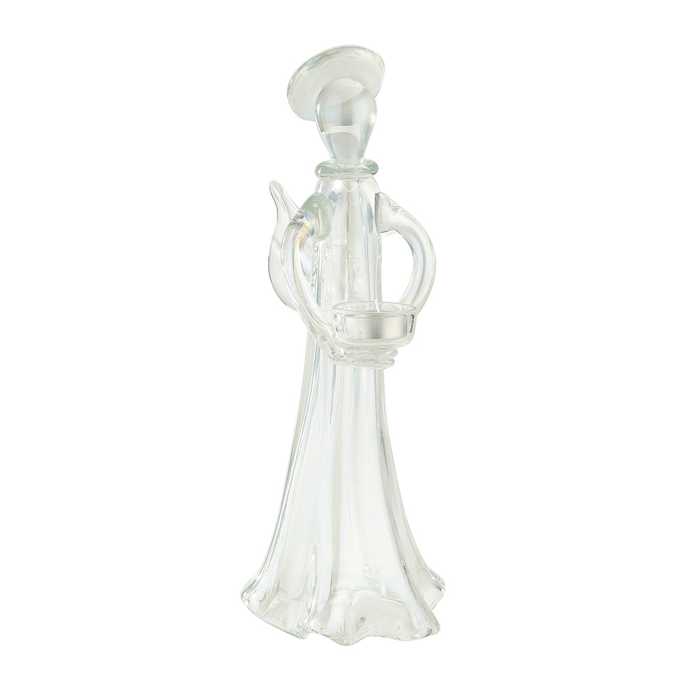 87914	 L5.5"W5"H14" - GLASS ANGEL VOTIVE HOLDER