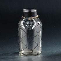 D4.3"H7.9" - GLASS VASE WITH WIRE MESH