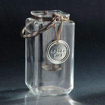 L6"W5.5"H8.5" - GLASS RECTANGULAR SHAPED CANDLE HOLDER