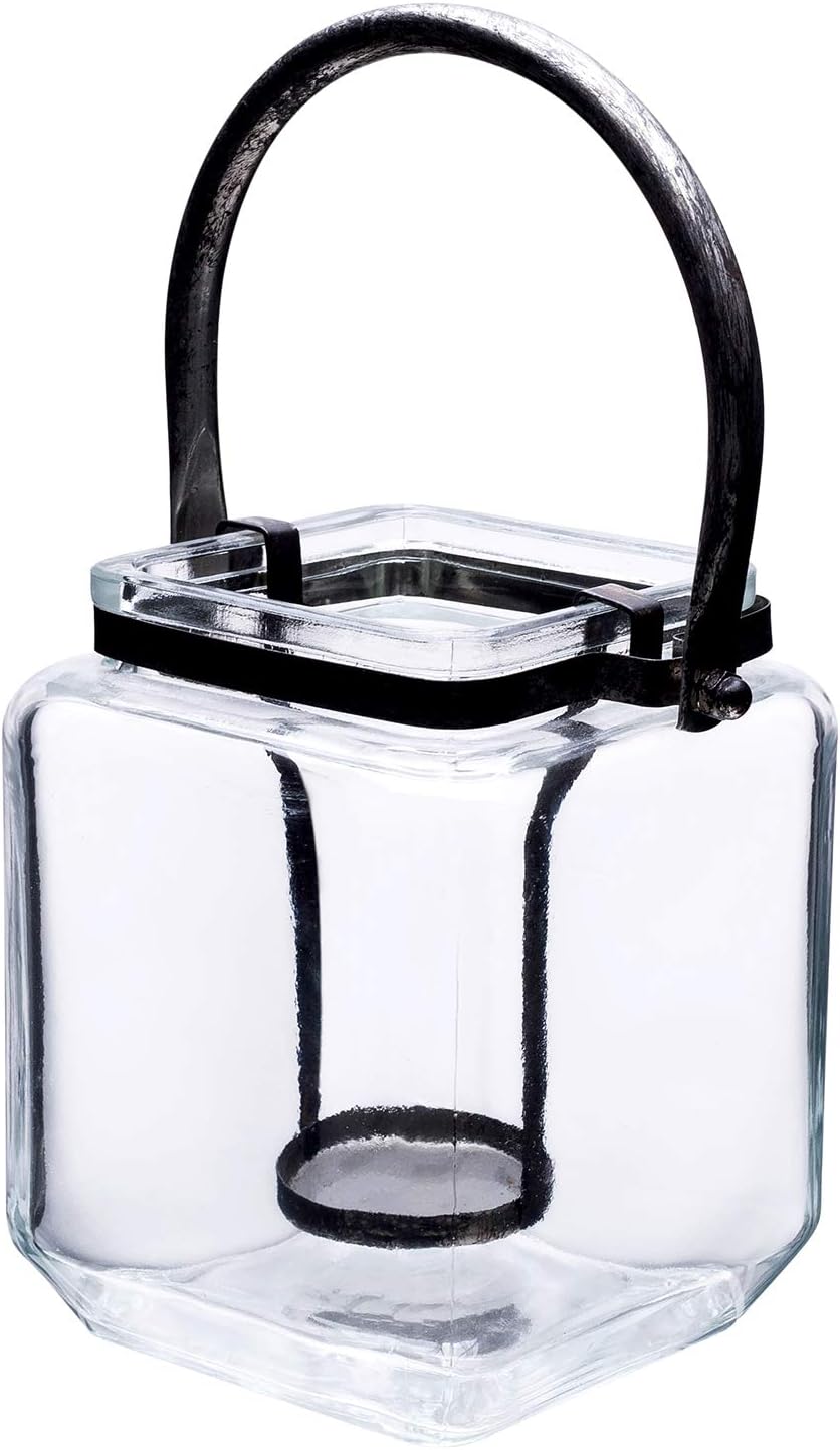 L6"W5.5"H5.5" - GLASS RECTANGULAR SHAPED CANDLE HOLDER