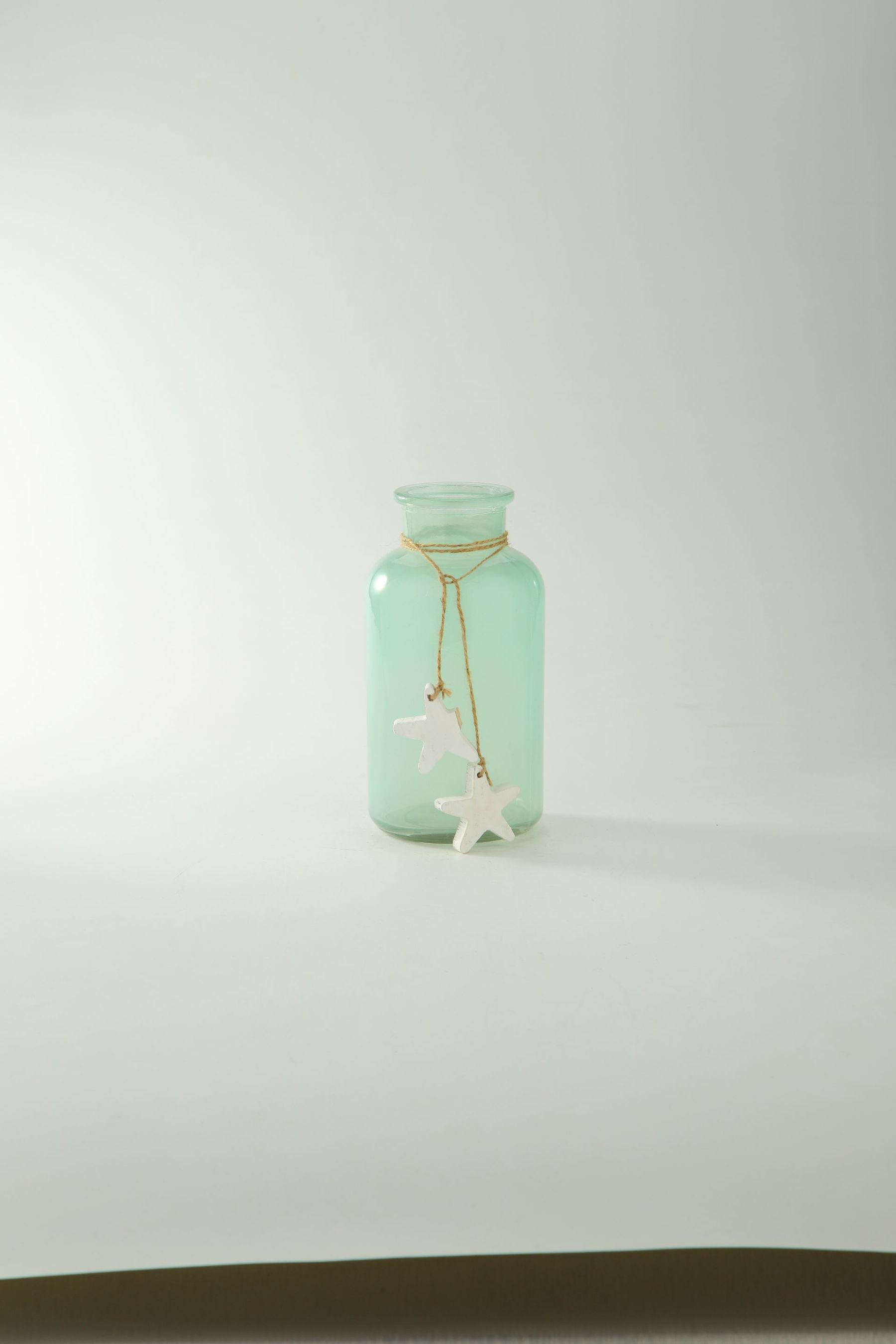 94213	 *D3"H6.5" - GLASS VASE WITH STARFISH