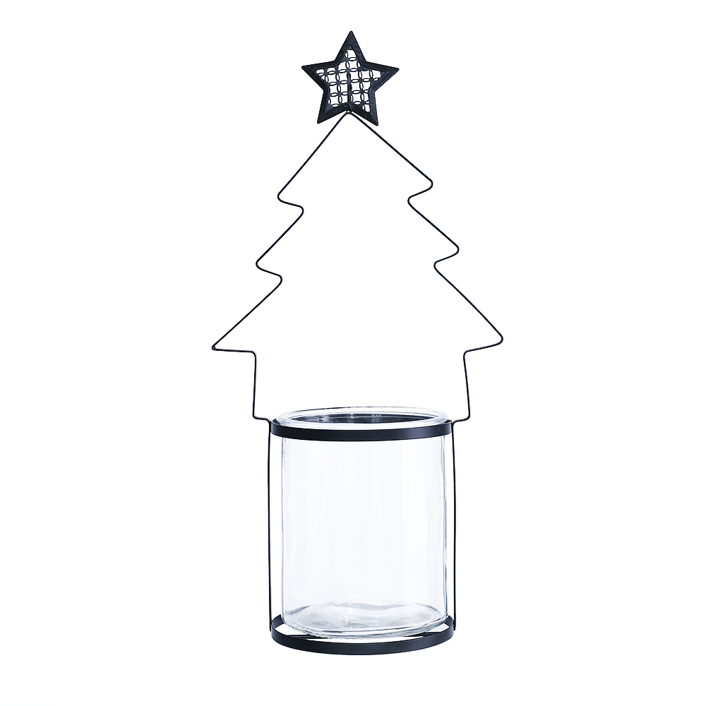 L7.5"W4.5"H13" - CHRISTMAS TREE METAL CANDLE VOTIVE HOLDER