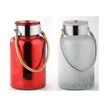 D5.5"H10" - SET OF 2 GLASS VASES WITH HANDLE