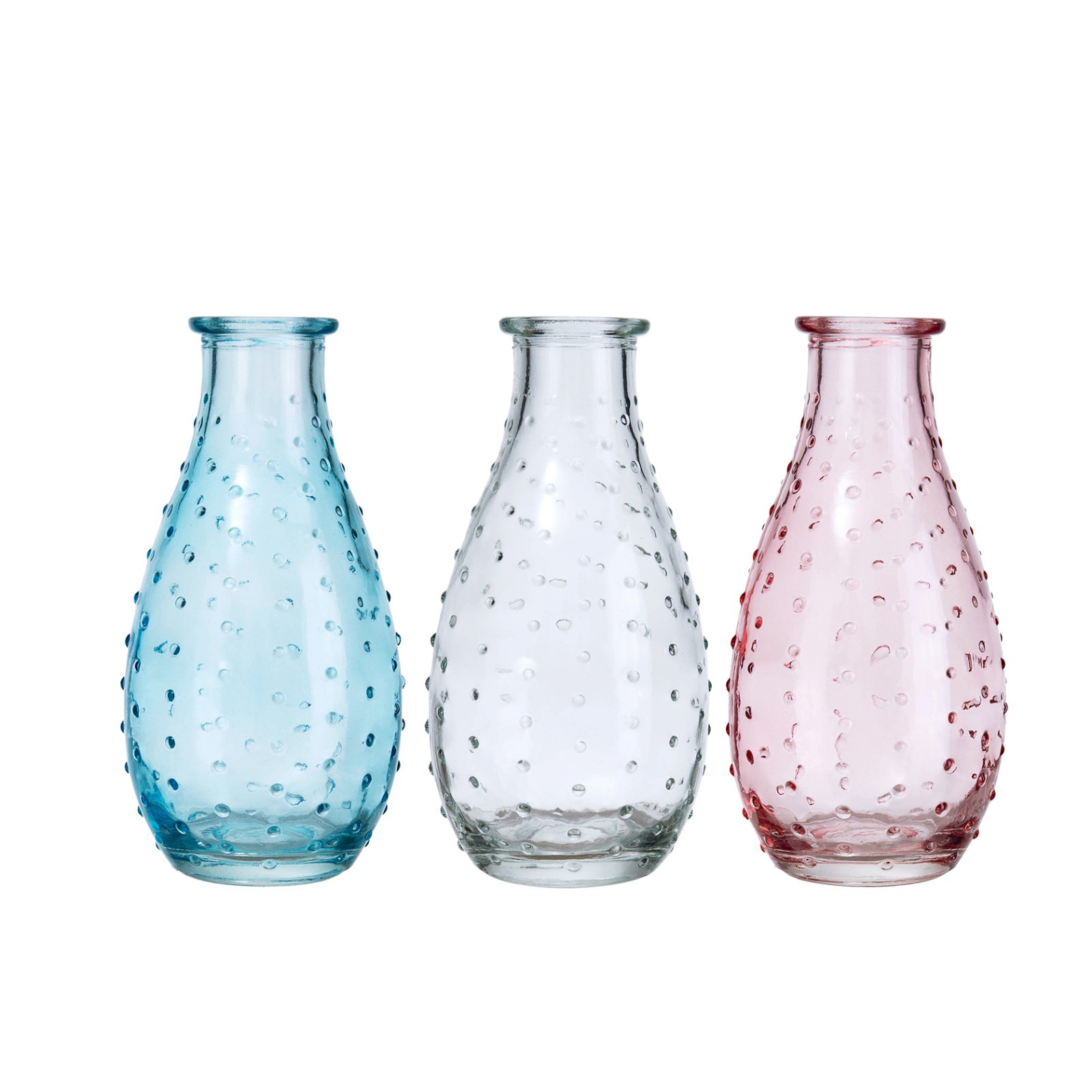 D2.8"H5.5" - SET OF 3 VINTAGE BUD GLASS VASE
