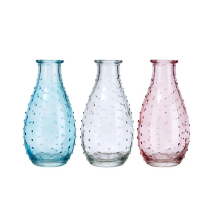D2.8"H5.5" - SET OF 3 VINTAGE BUD GLASS VASE