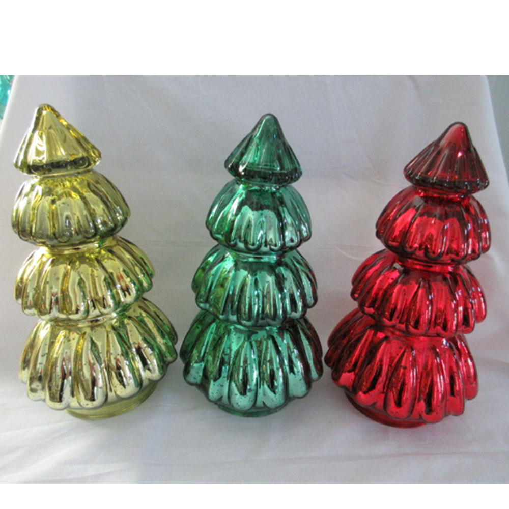D5.9"H11" - ASSORTED GLASS CHRISTMAS TREE